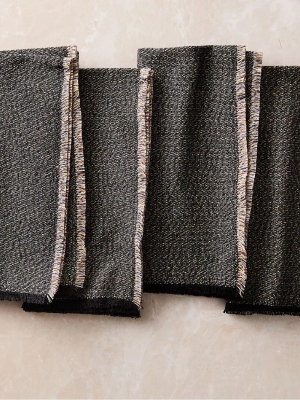 West Elm Niran Napkin Sets Black and Cream